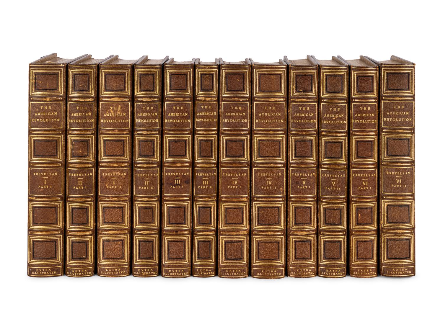 TREVELYAN, George Otto, Sir (1838-1928). The American Revolution . -- George III and Charles James Fox . London, New York, Bombay & Calcutta: Longmans, Green, and Co., 1899-1907, 1912-1914.