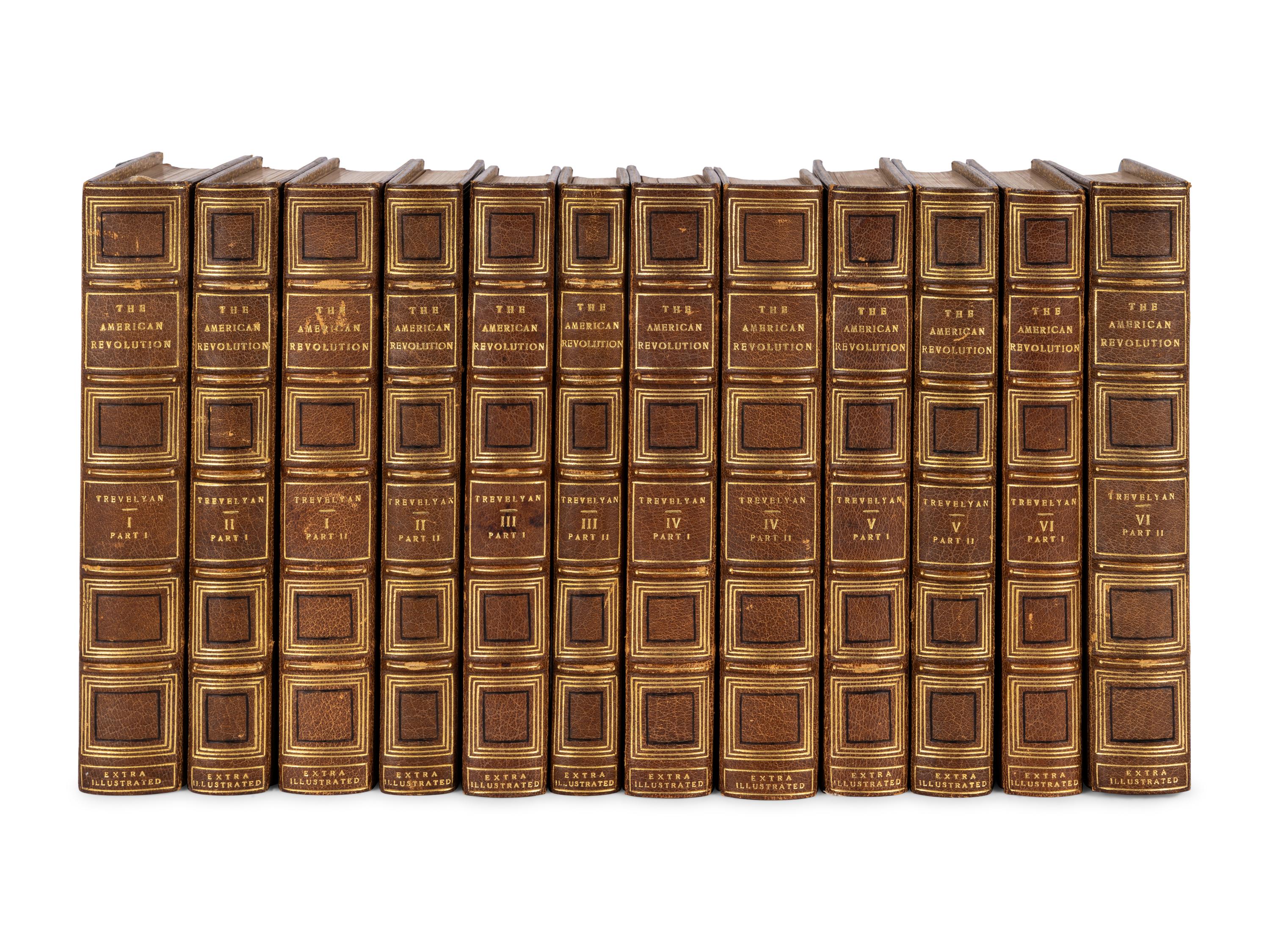 TREVELYAN, George Otto, Sir (1838-1928). The American Revolution . -- George III and Charles James Fox . London, New York, Bombay & Calcutta: Longmans, Green, and Co., 1899-1907, 1912-1914.