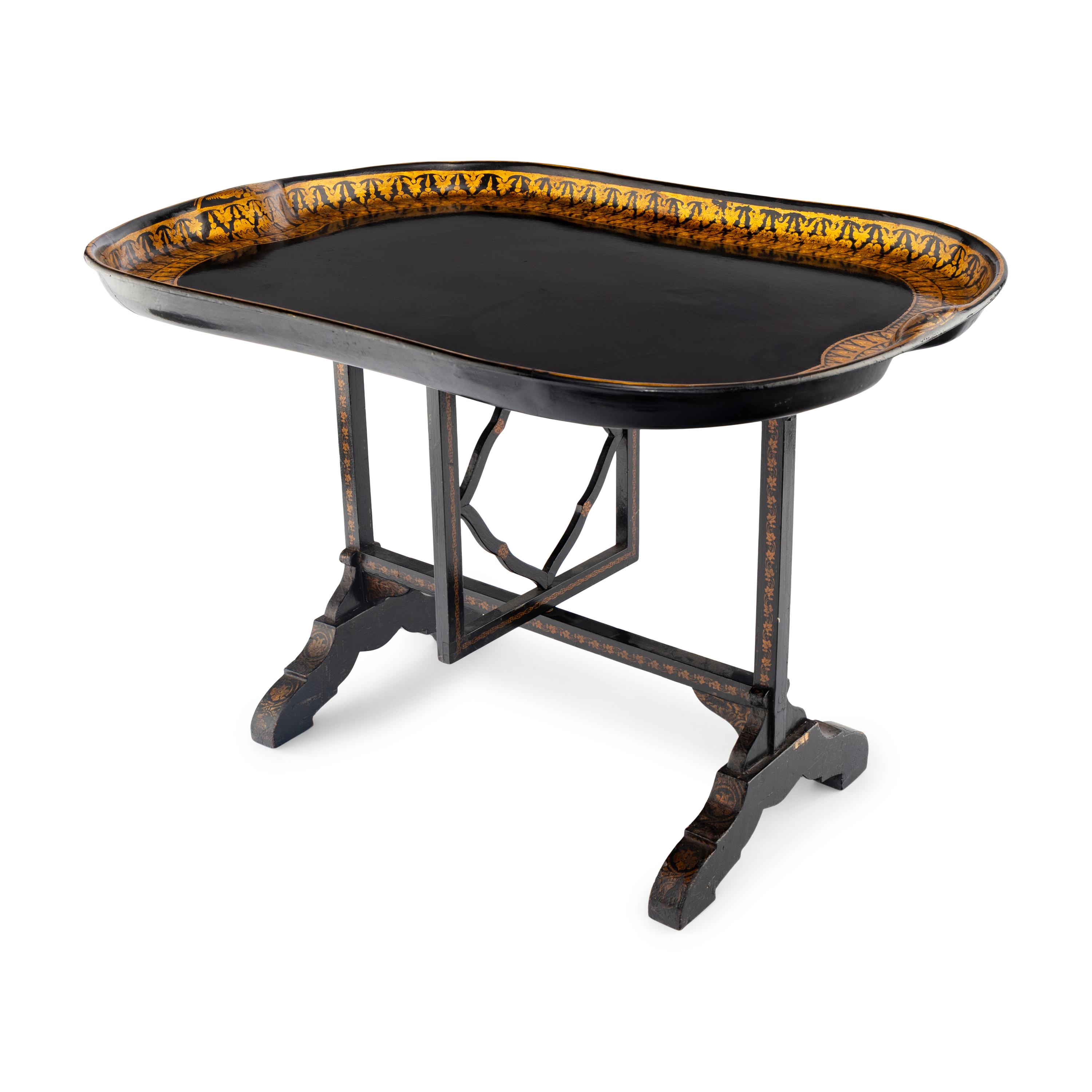 An English Papier-Mâché Tray on Stand