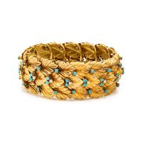 YELLOW GOLD, TURQUOISE AND DIAMOND BRACELET