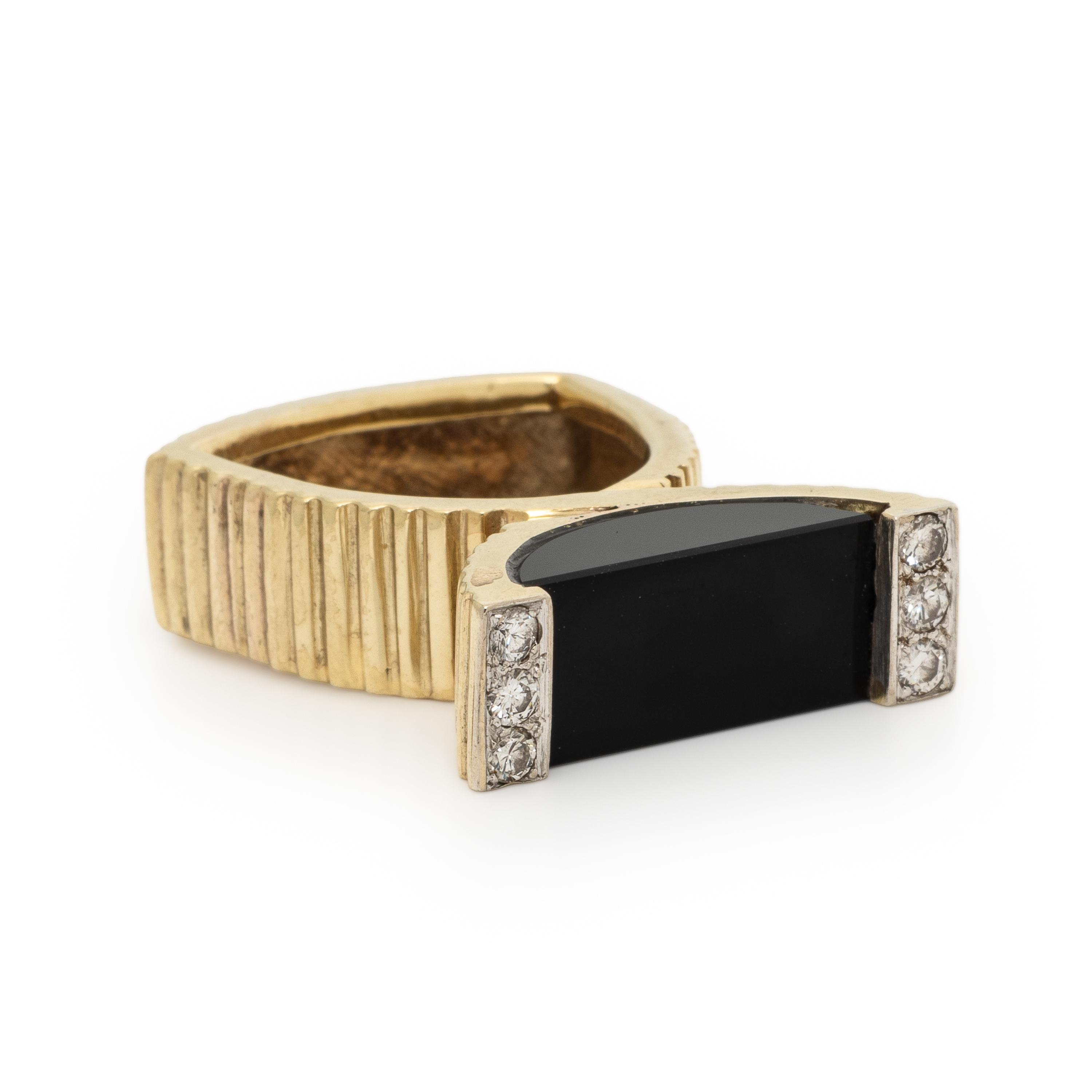 La Triomphe, Onyx, Diamond, and Yellow Gold Ring
