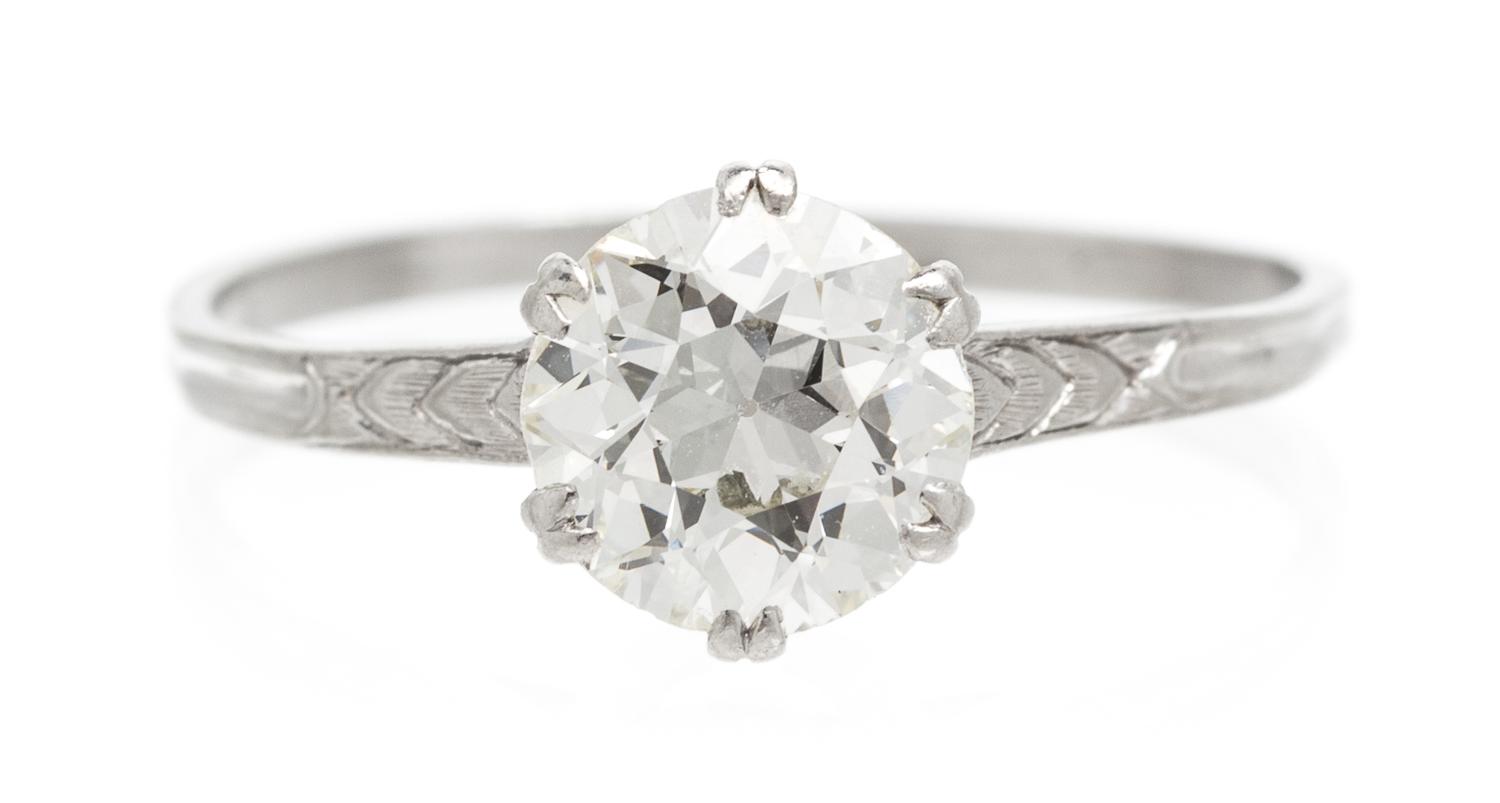 A Vintage Platinum and Diamond Solitaire Ring, 1.90 dwts.