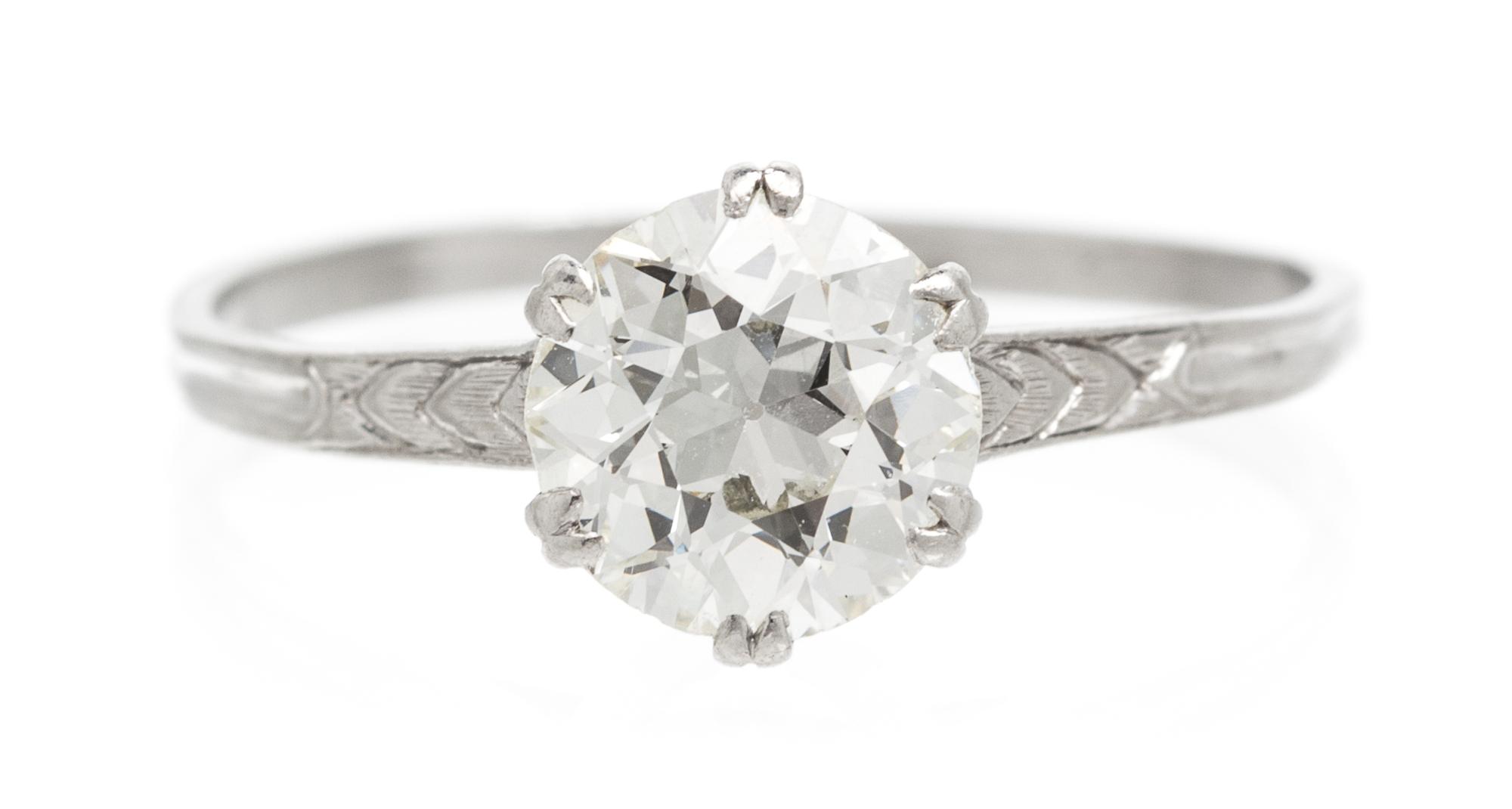 A Vintage Platinum and Diamond Solitaire Ring, 1.90 dwts.