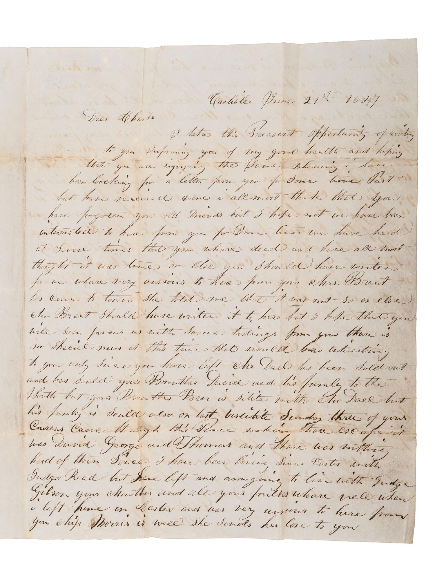 [UNDERGROUND RAILROAD - MCCLINTOCK RIOT]. Detailed ALS from a free Black man to a friend in Mexico.