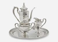 An assembled four-piece sterling silver coffee service, Dominick & Haff, New York, NY and Reed & Barton, Taunton, MA, 20th century