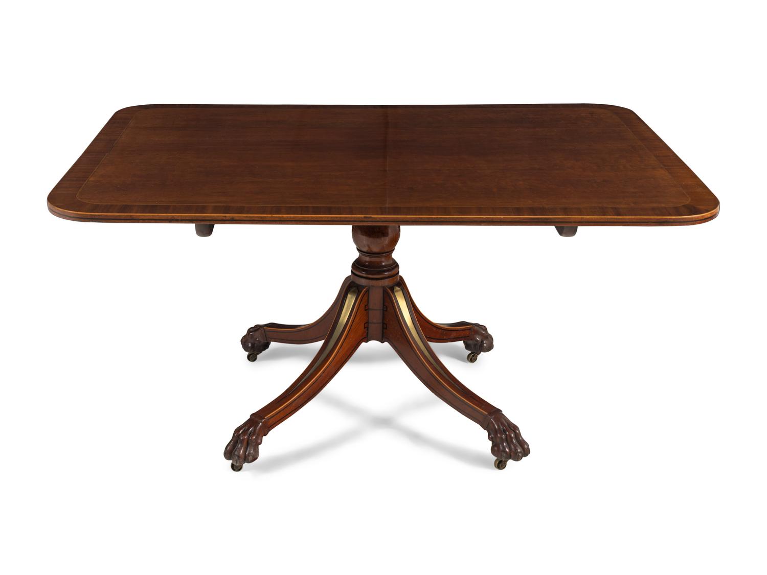 A Regency Part Ebonized Mahogany Brass-Inlaid Breakfast Table