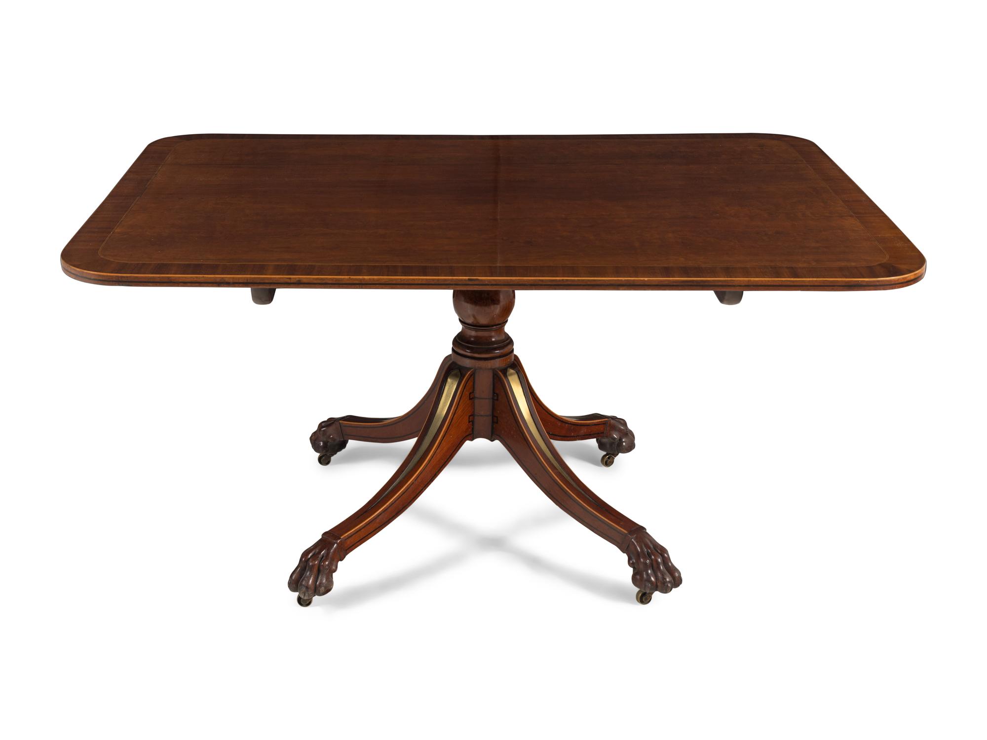 A Regency Part Ebonized Mahogany Brass-Inlaid Breakfast Table