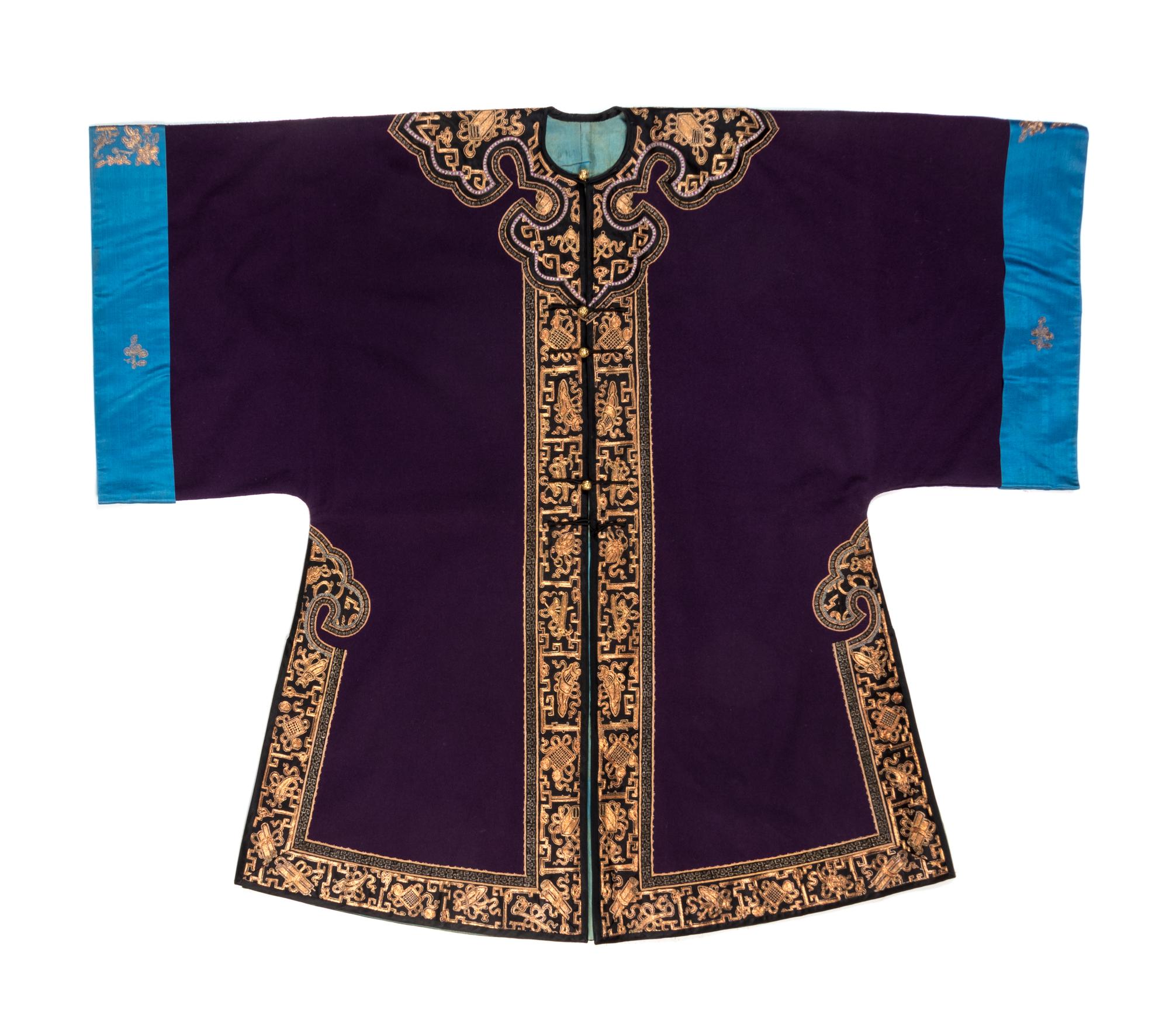 A Chinese Black Ground Silk Lady's Robe Length 42 inches. — 19TH CENTURY