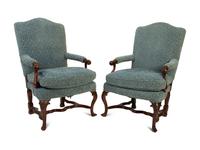 A Pair of Portuguese Carved Walnut Armchairs — 19TH CENTURY