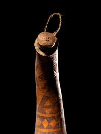 A Maasai Painted Hide Shield and Milk Gourd