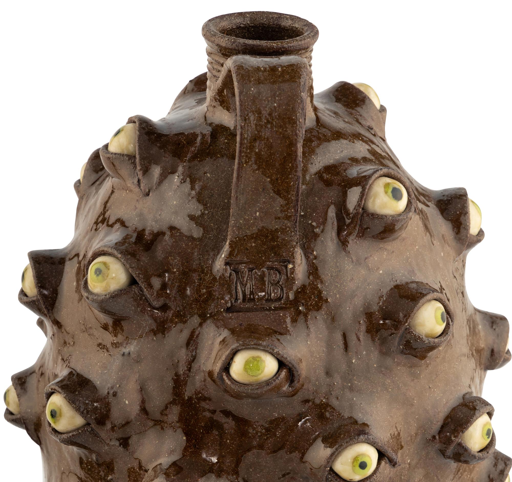 Two Marvin Bailey (South Carolina, 20th Century) Stoneware "Eye" Jugs
