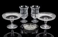 A Pair of Glass Compotes Height 5 1/4 x diameter 8 inches.