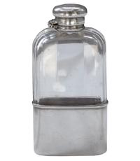 A Tiffany & Co. Cut Glass and Silver Flask 2.5" W x 1" D x 5.25" H, — United States, Circa 1889