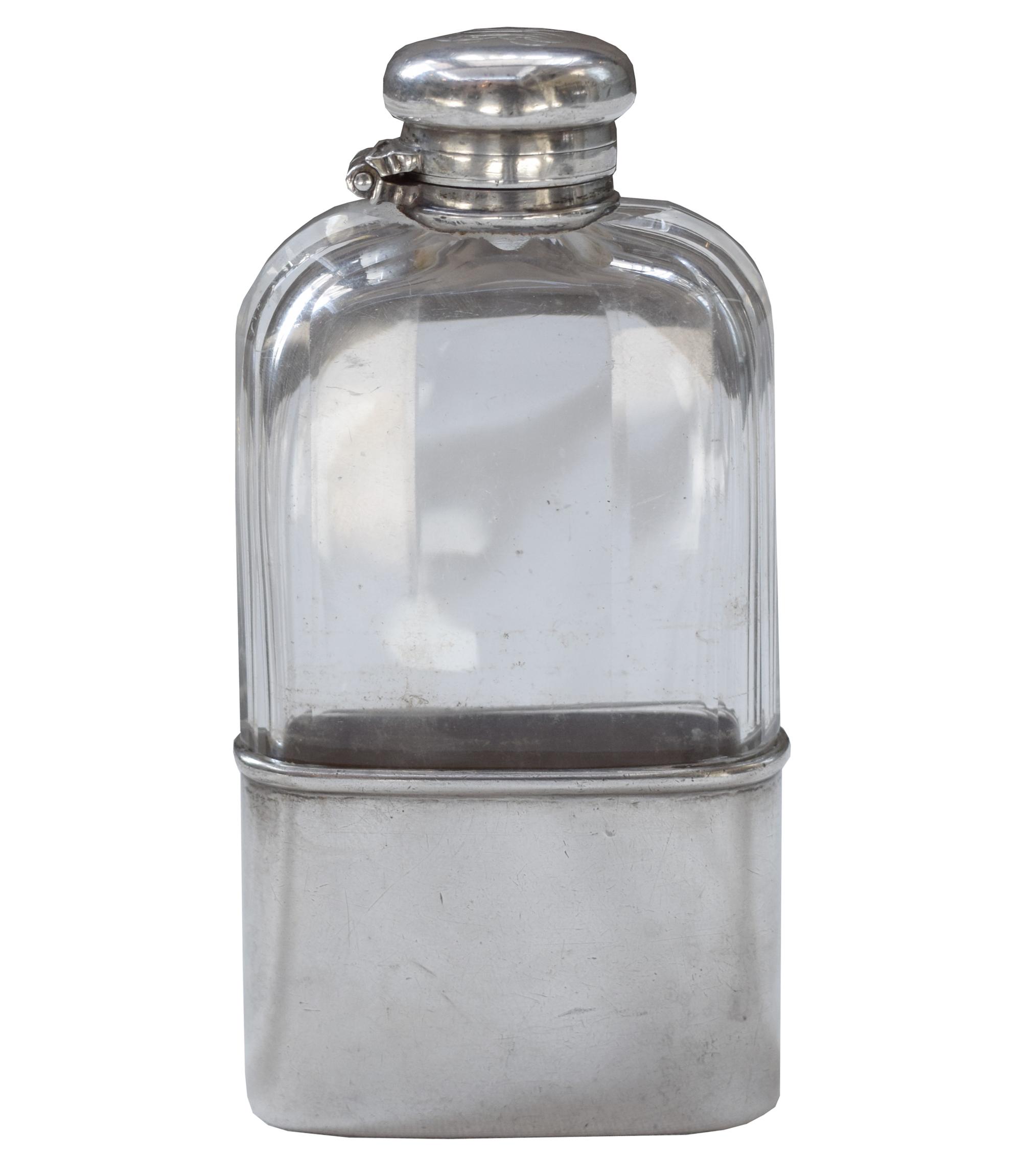 A Tiffany & Co. Cut Glass and Silver Flask 2.5" W x 1" D x 5.25" H, — United States, Circa 1889