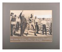 [BOXING]. A group of 3 large format photographs of the Jack Johnson and James Jeffries championship battle at Reno, Nevada. 4 July 1910.