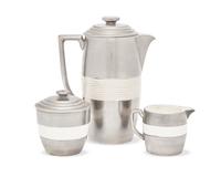 A Wedgwood Moonstone Glaze Platinum Lustre Queensware Coffee Service