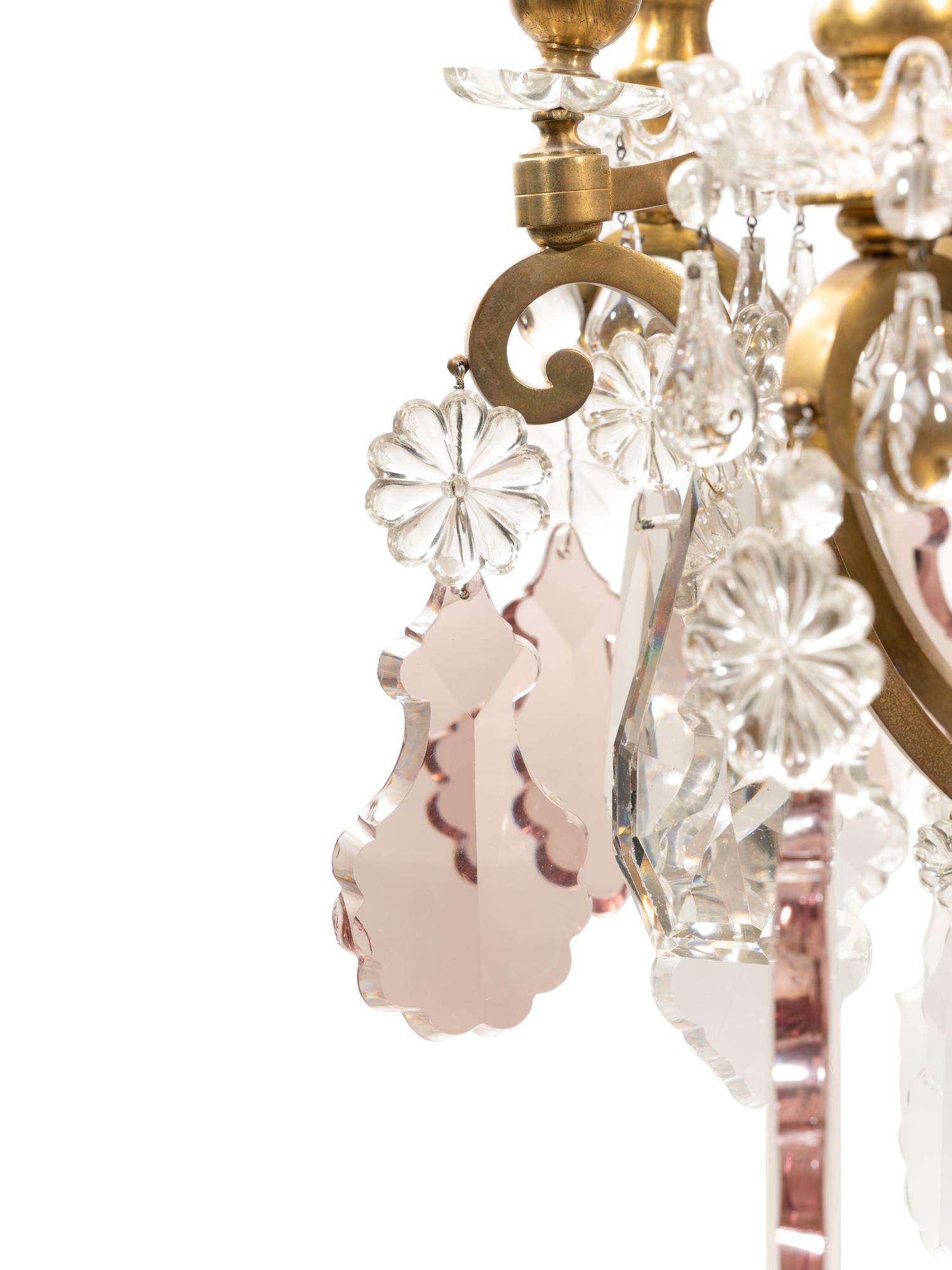 A French Gilt Bronze and Glass Ten-Light Chandelier