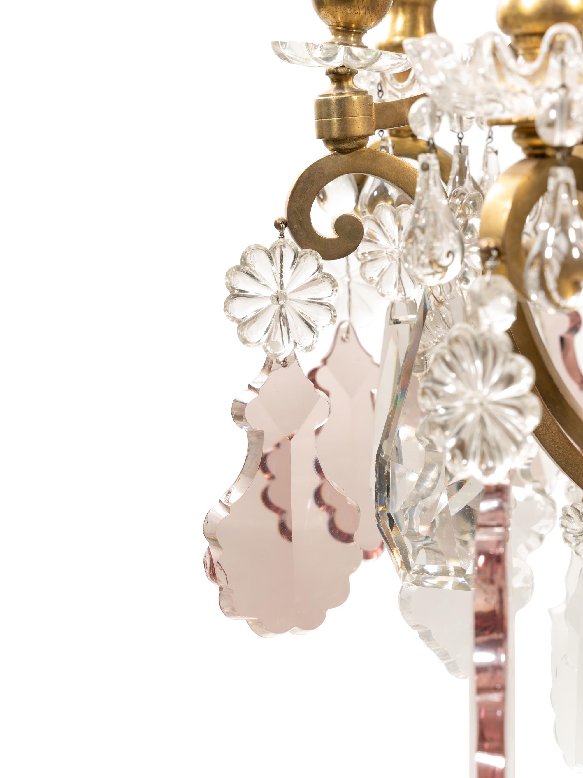A French Gilt Bronze and Glass Ten-Light Chandelier