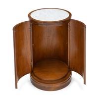 A Burlwood and Marble-Top Pedestal Cabinet