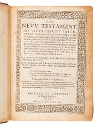 [BIBLE, in English]. The New Testament of Jesus Christ Faithfully Translated into English . Antwerp: Daniel Vervliet, 1600.
