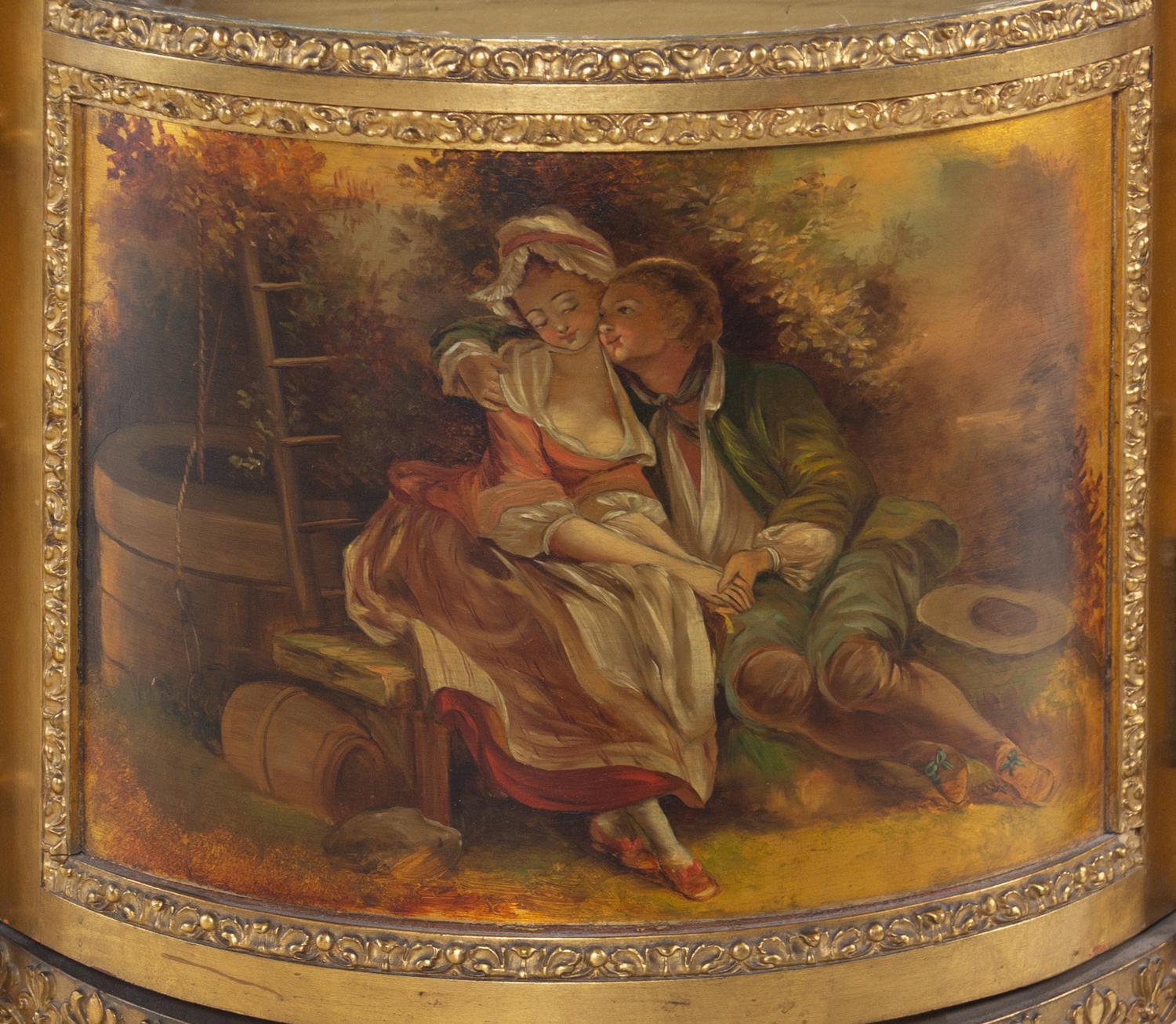A Louis XV Style Giltwood and Vernis Martin Vitrine Cabinet