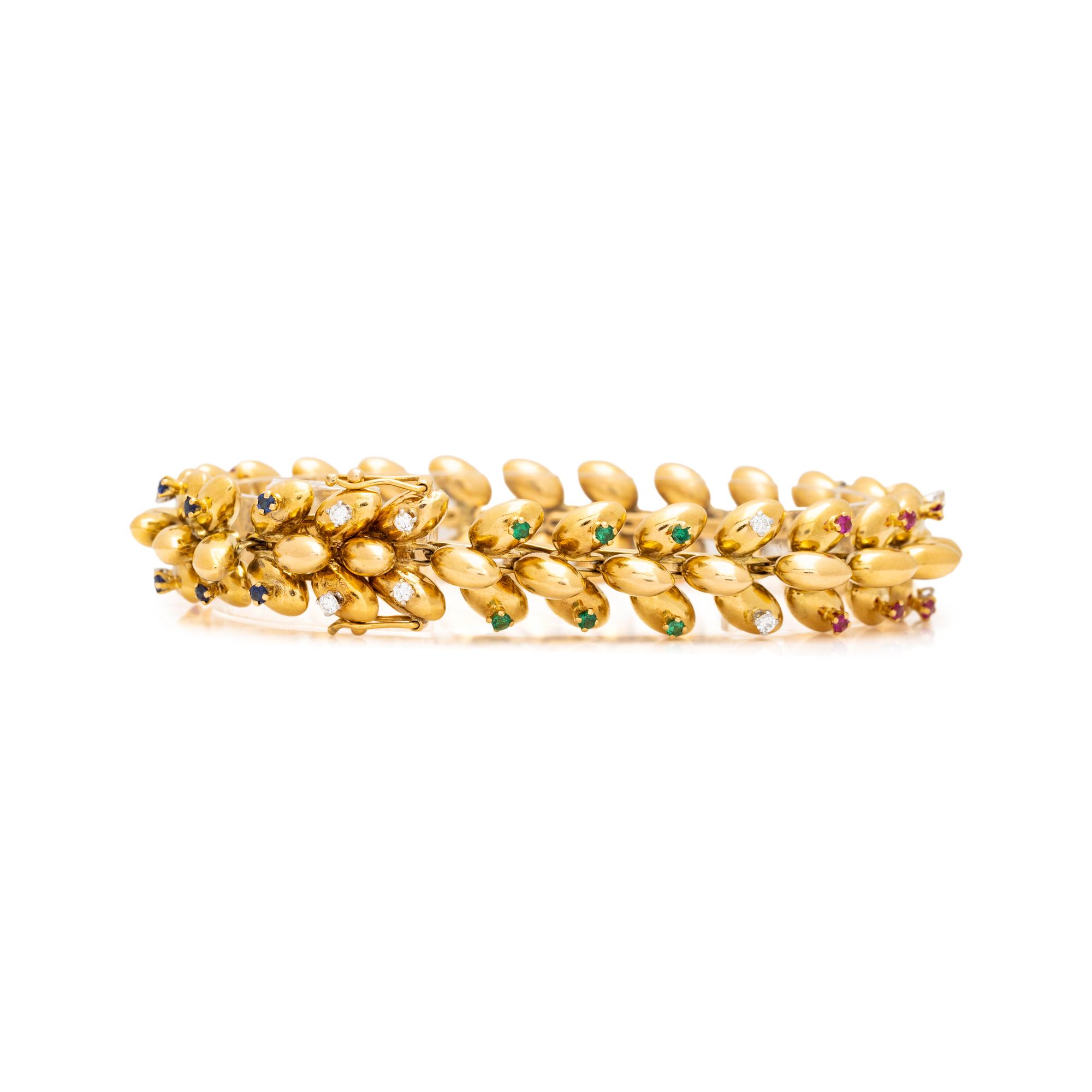 BOUCHERON, YELLOW GOLD, DIAMOND AND MULTIGEM BRACELET
