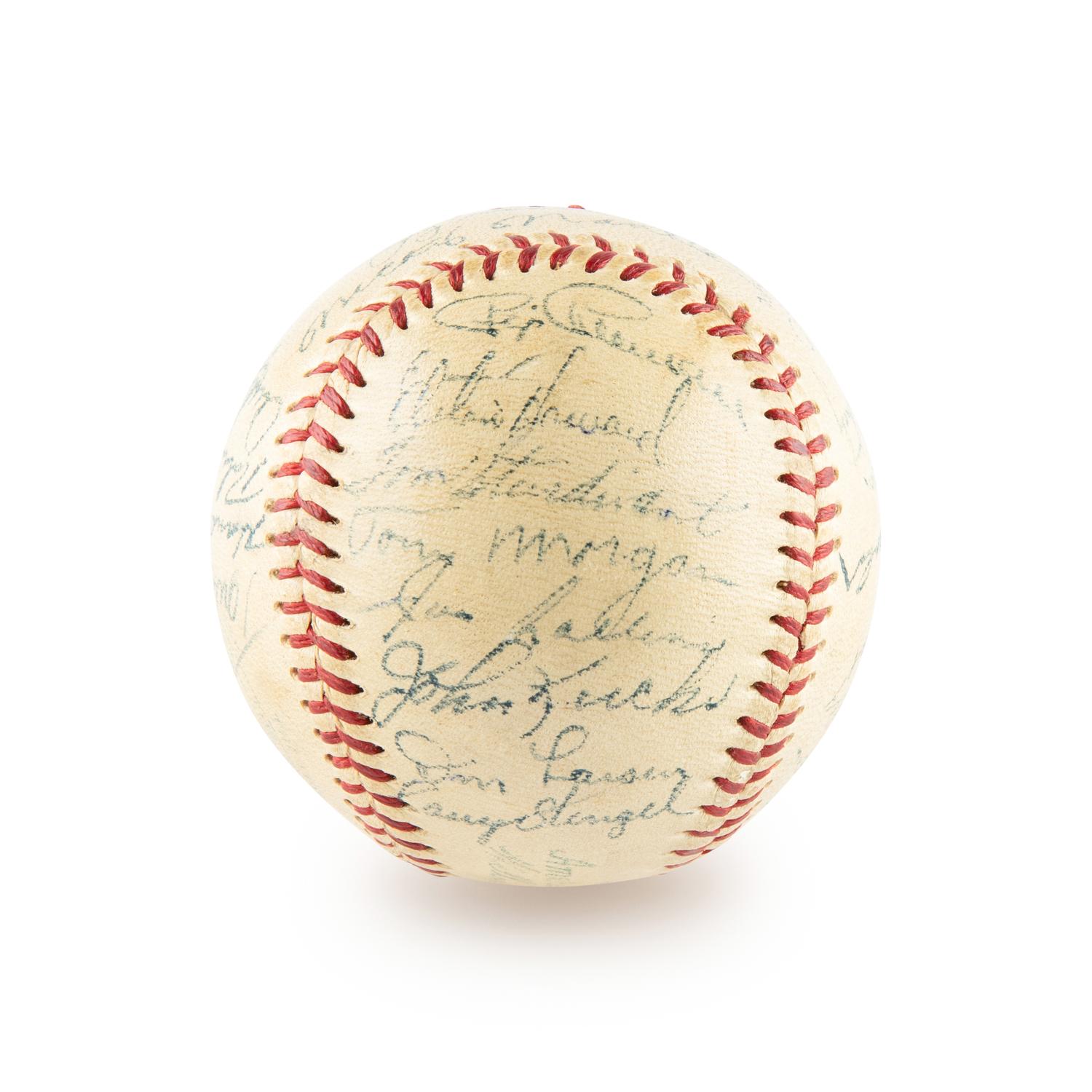 A 1955 New York Yankees Team Signed Autograph Baseball Including Mickey Mantle (Beckett Authentication Services) - 30 Signatures