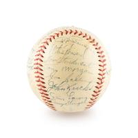 A 1955 New York Yankees Team Signed Autograph Baseball Including Mickey Mantle (Beckett Authentication Services) - 30 Signatures