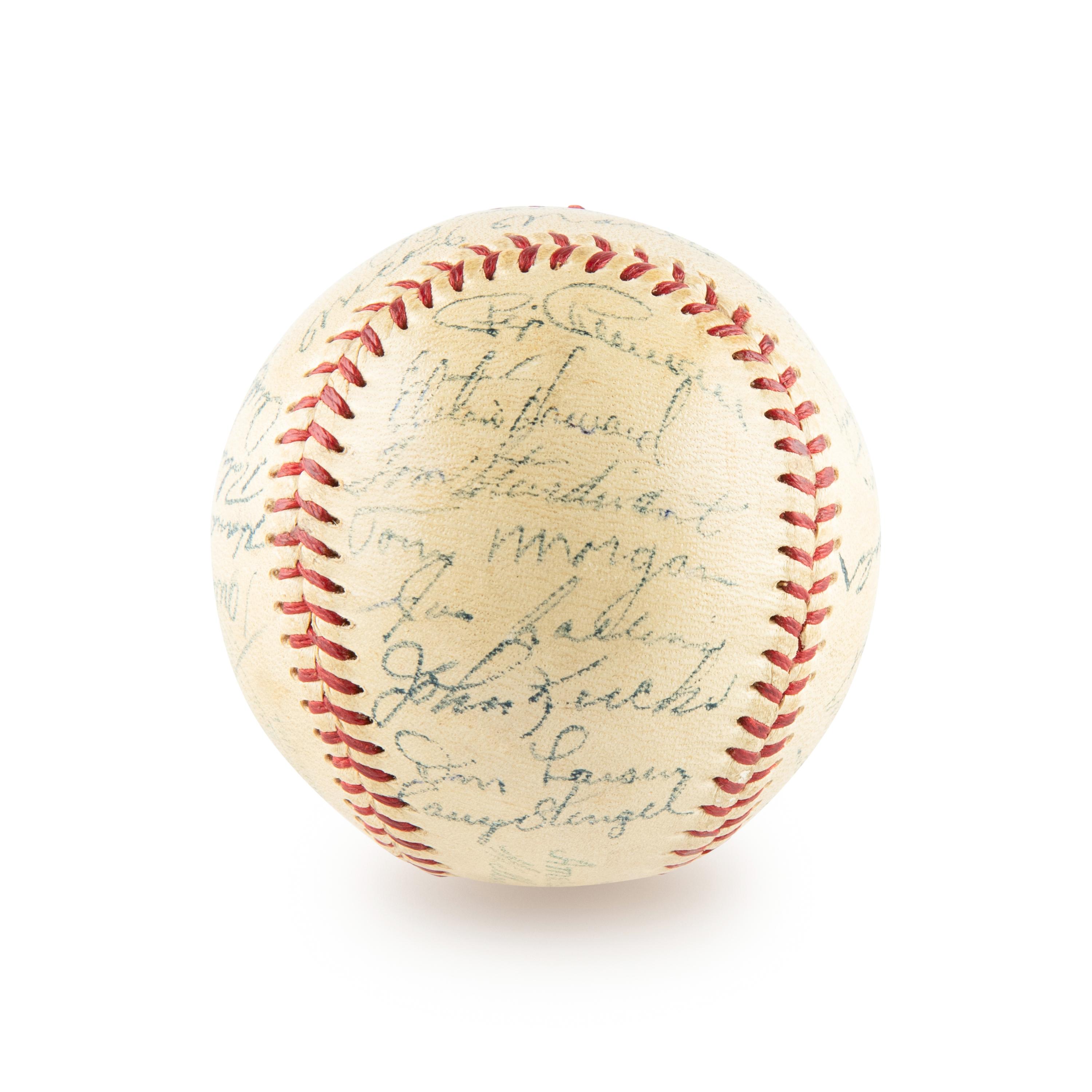 A 1955 New York Yankees Team Signed Autograph Baseball Including Mickey Mantle (Beckett Authentication Services) - 30 Signatures