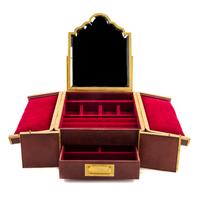 A French Brass Mounted Leather Jewelry Casket Height 5 5/6 x width 9 x depth 11 1/4 inches. — PAUL SORMANI, PARIS, LATE 19TH CENTURY