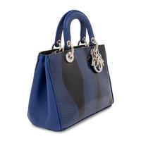 Christian Dior, Small Diorissimo Bag in Blue & Black Snakeskin