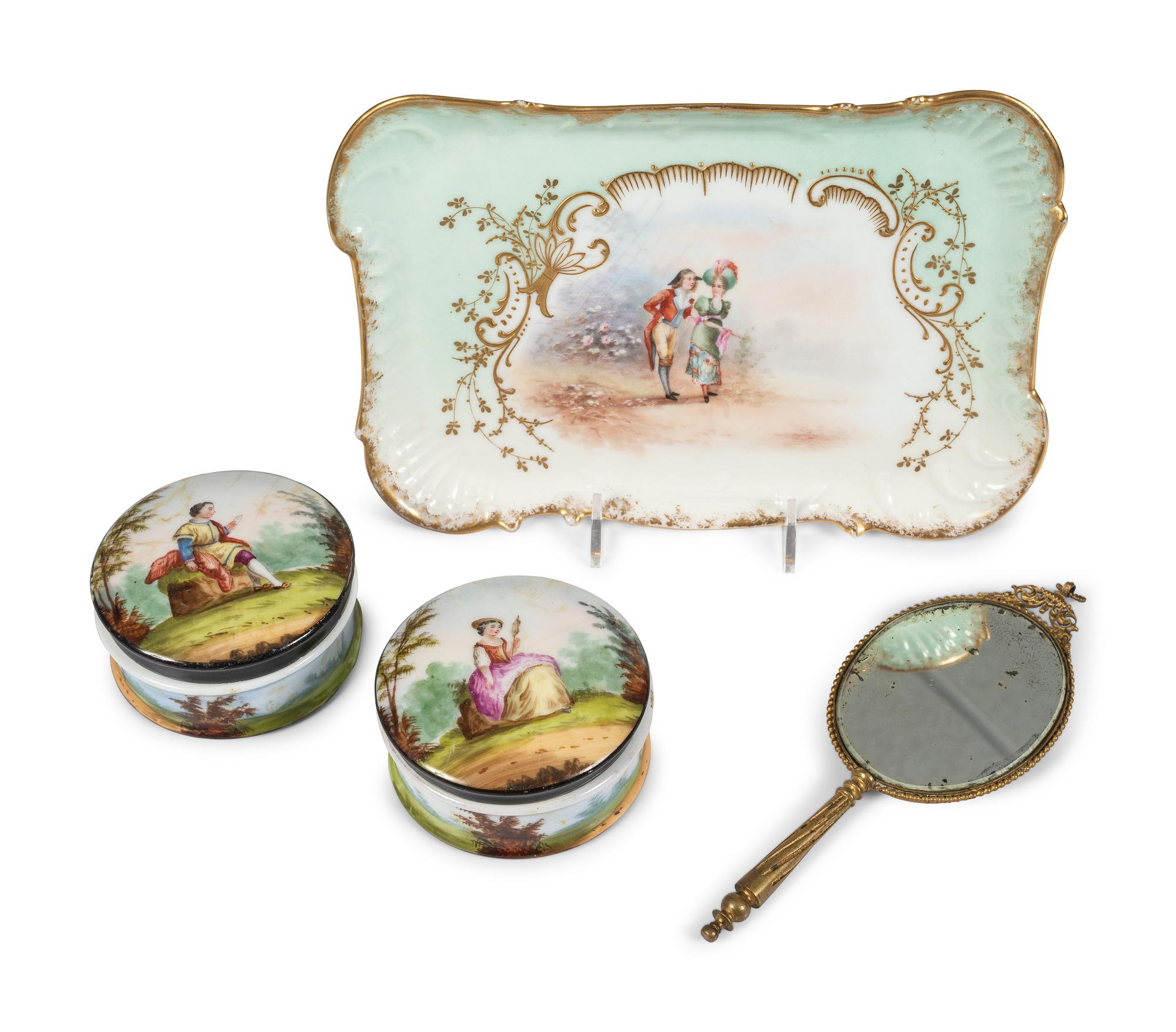 A Group of Limoges Porcelain Vanity Items