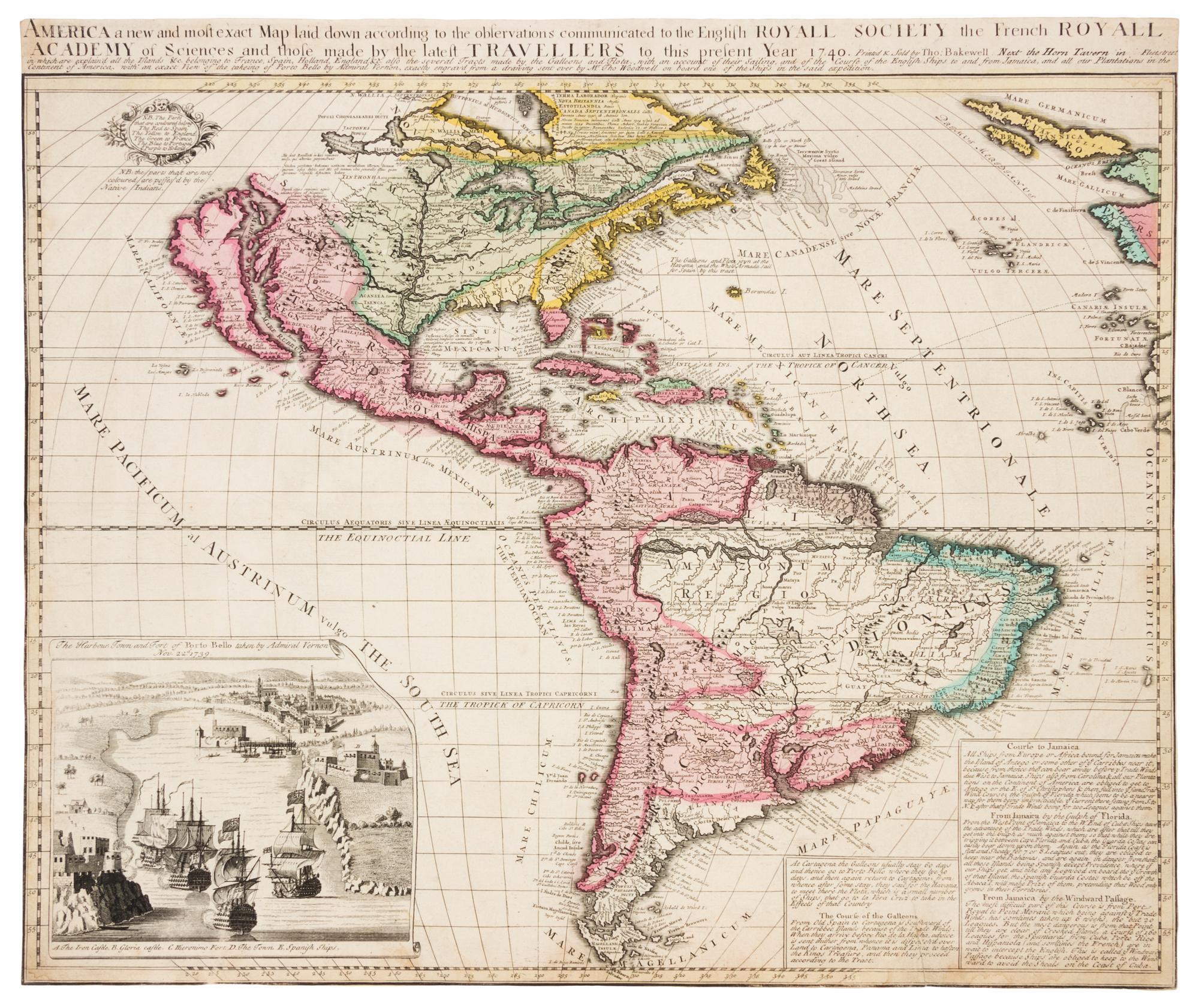 [PORTO BELLO]. America a new and most exact Map laid down according to the observations...to the English Royall Society. London, 1740.