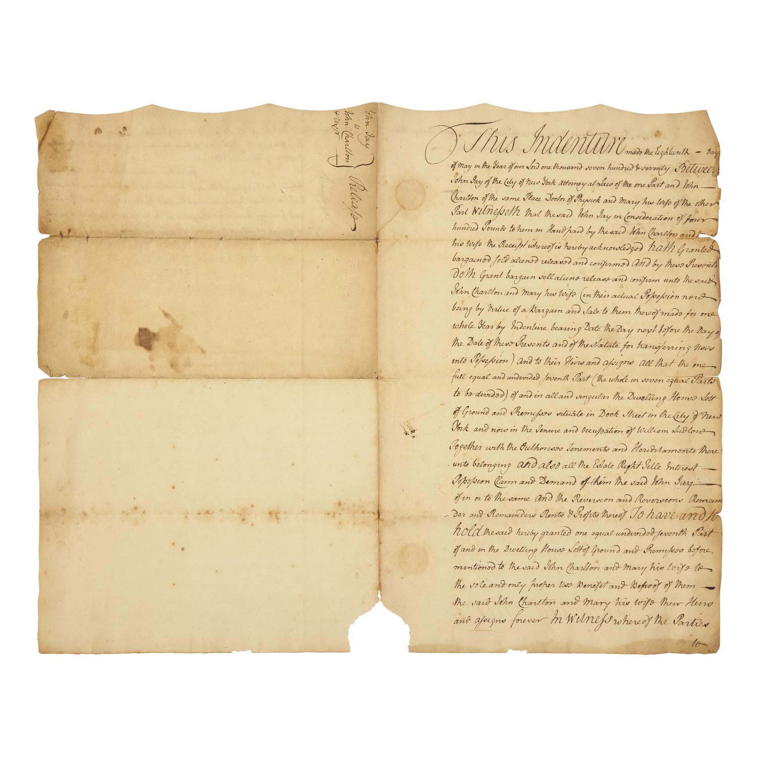 [Americana] Jay, John. Autograph Document, signed.