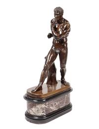 A Grand Tour Bronze Figure of a Gladiator on a Marble Base