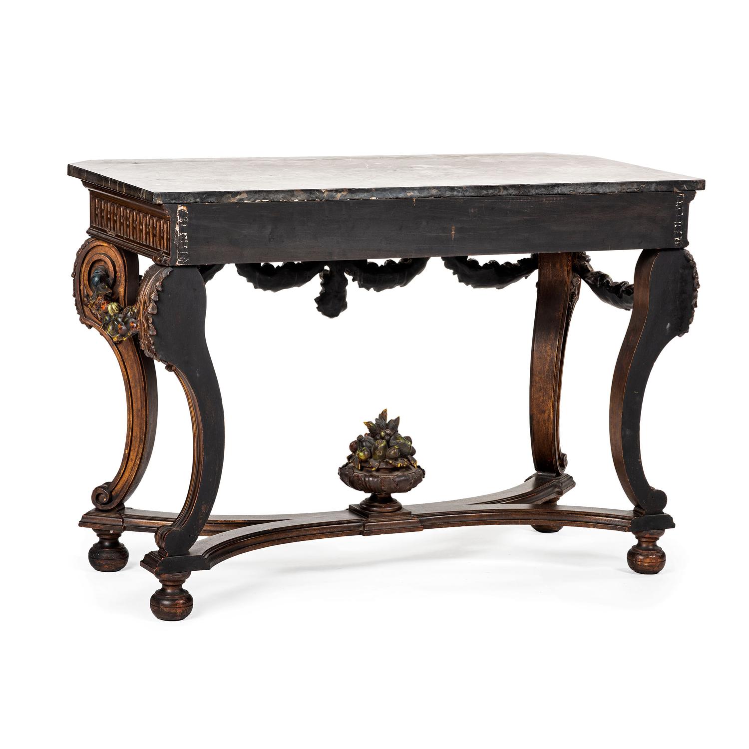 An Italian Carved and Painted Marble-Top Pier Table and Pier Mirror