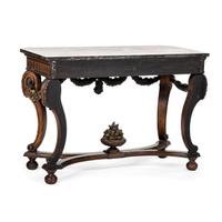 An Italian Carved and Painted Marble-Top Pier Table and Pier Mirror
