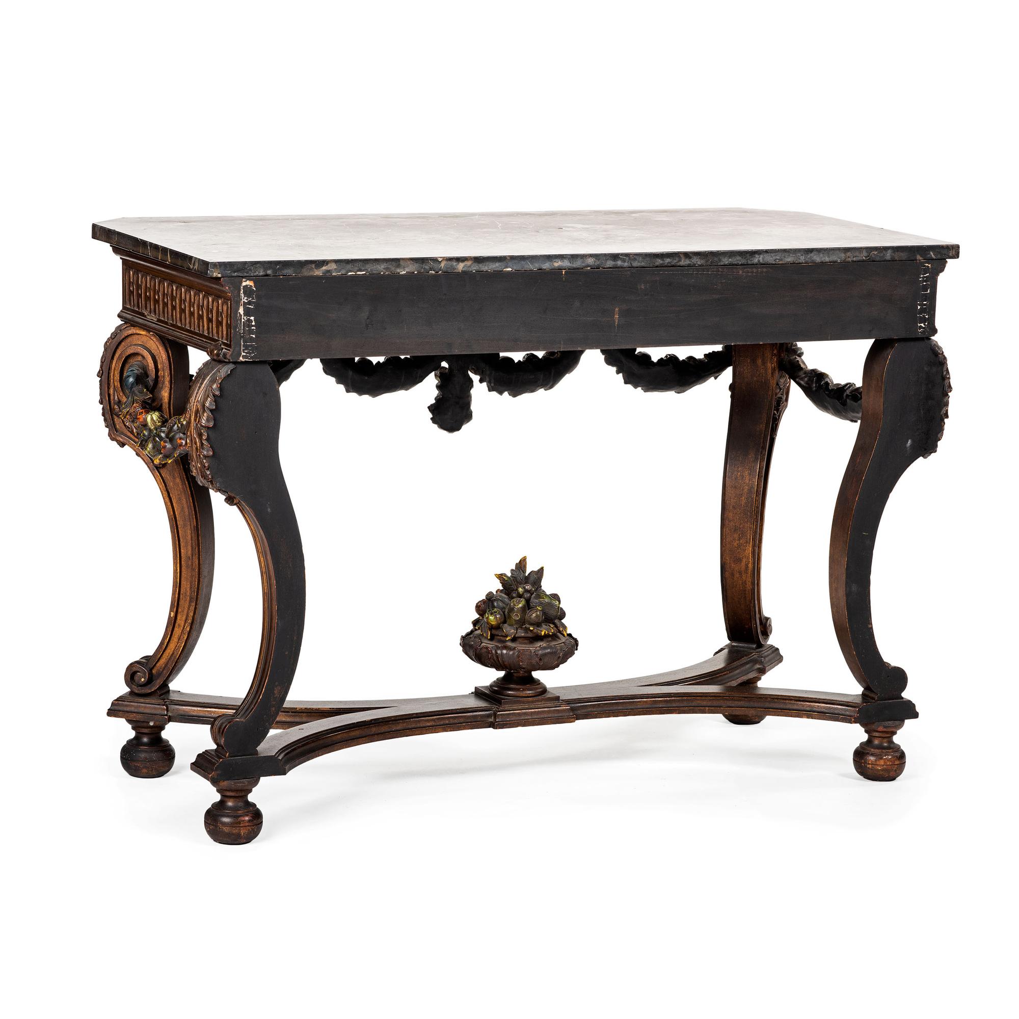 An Italian Carved and Painted Marble-Top Pier Table and Pier Mirror