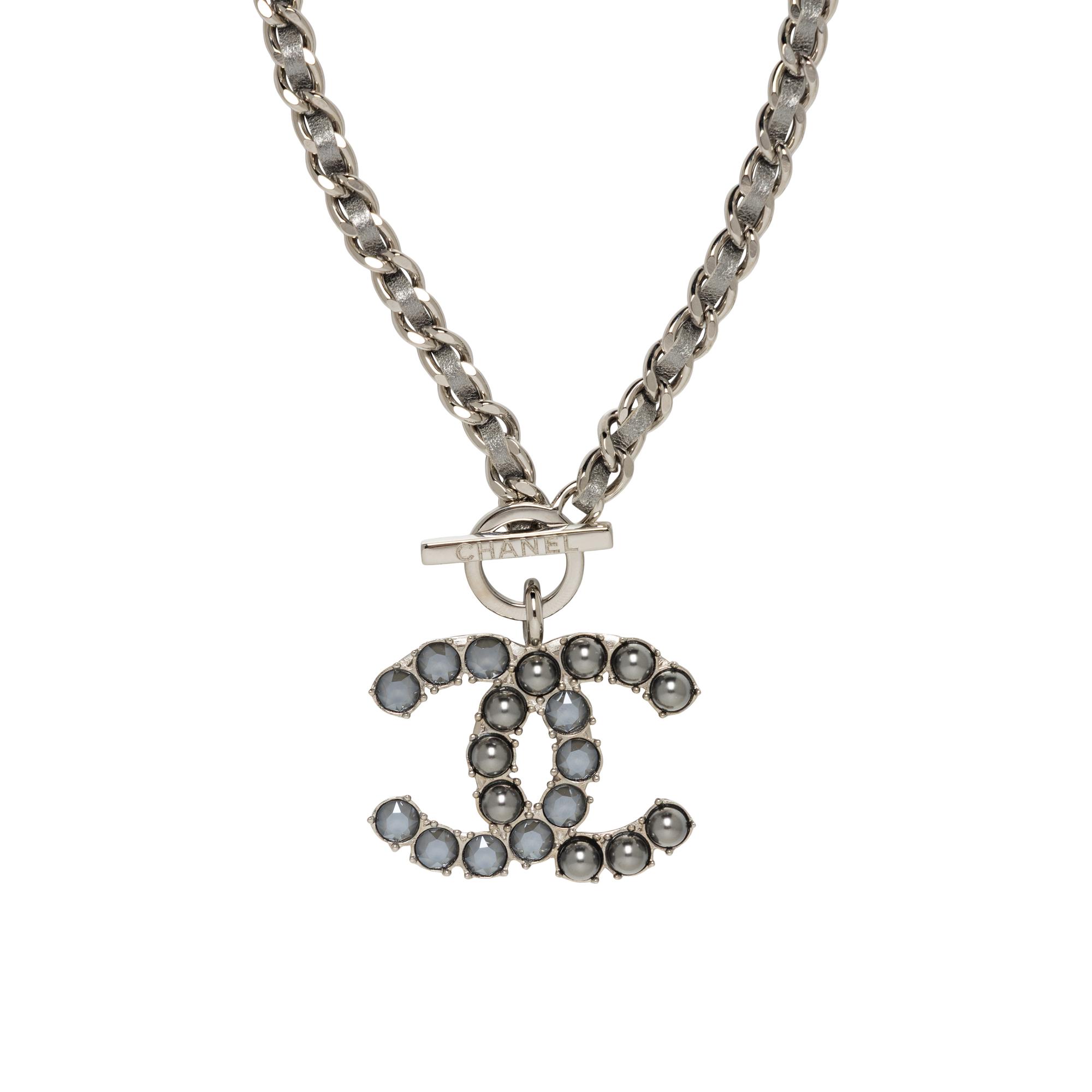 Chanel, Chain & CC Pendant Choker Necklace