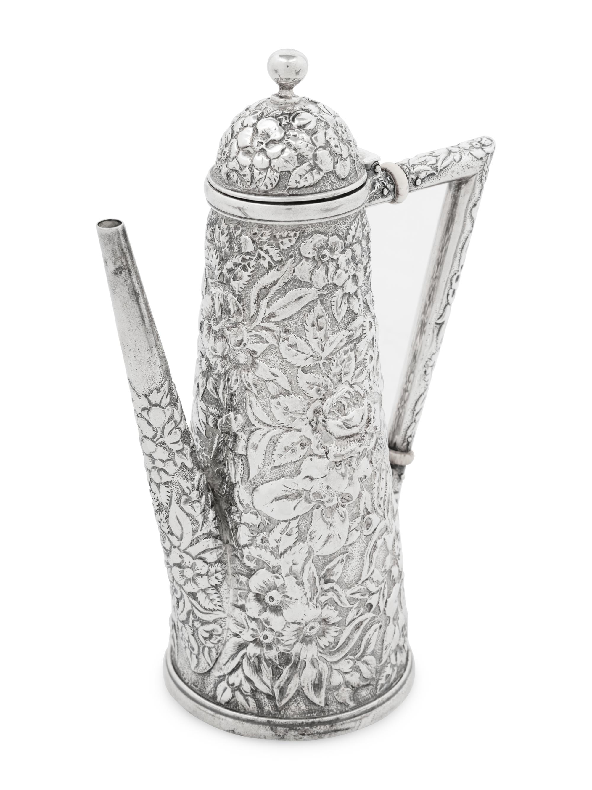 A Group of Five American Silver Repoussé Table Articles