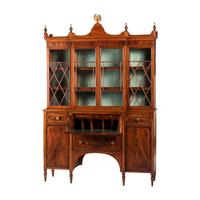 A Federal Parcel Gilt Mahogany, Holly and Ebony Breakfront Gentleman's Desk-and-Bookcase