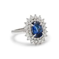 UNHEATED KASHMIR SAPPHIRE AND DIAMOND RING