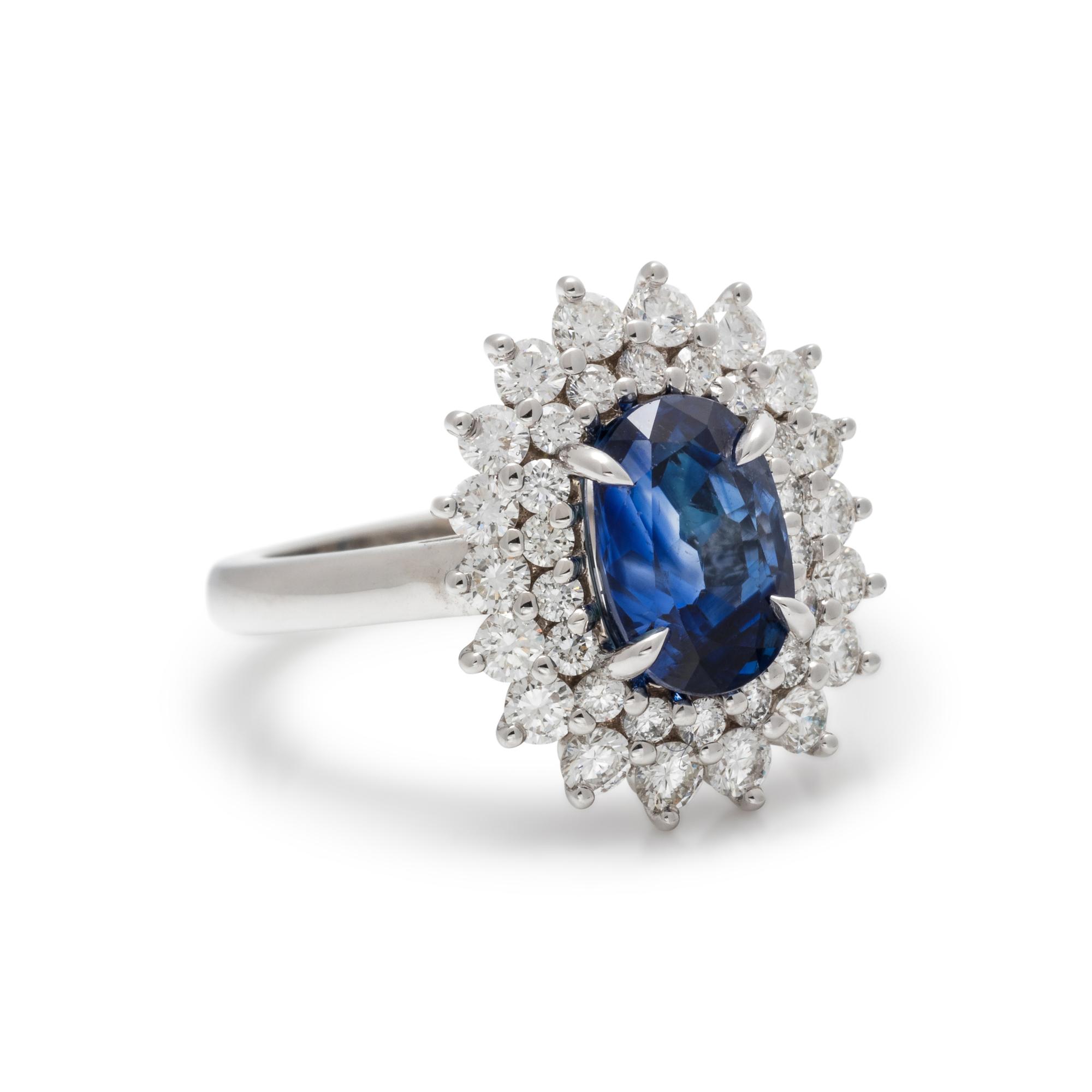 UNHEATED KASHMIR SAPPHIRE AND DIAMOND RING
