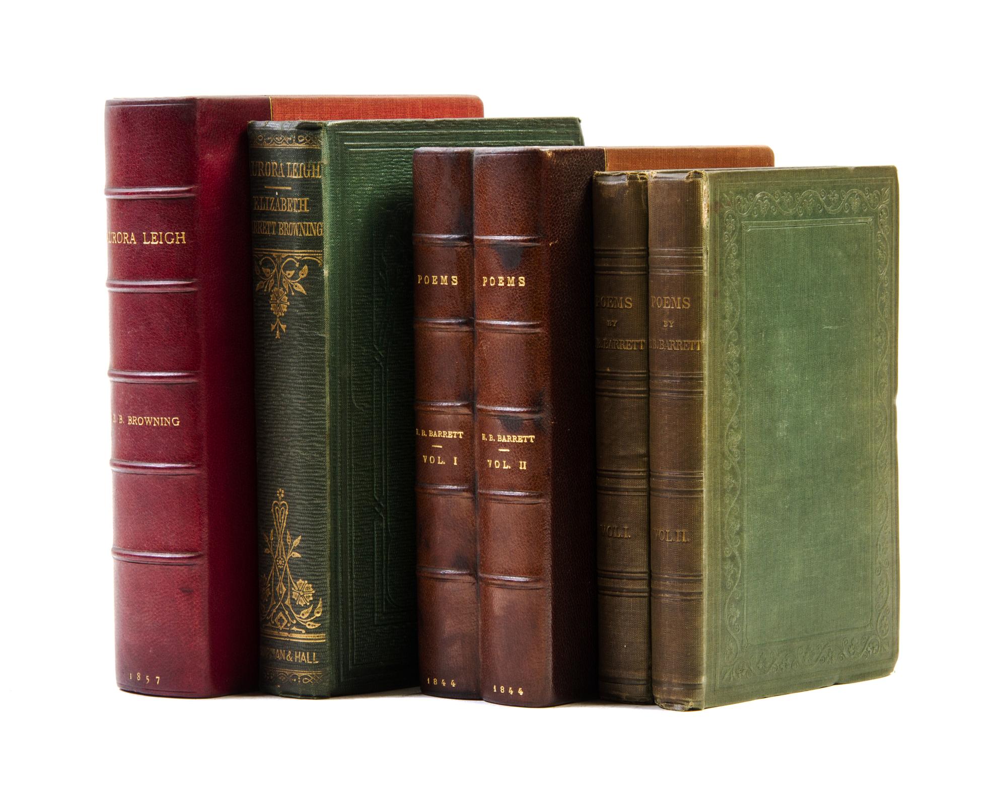 (POETRY) BROWNING, ELIZABETH BARRETT. Poems. London, 1844. 2 vols. [with] Aurora Leigh. London, 1857 [1856]
