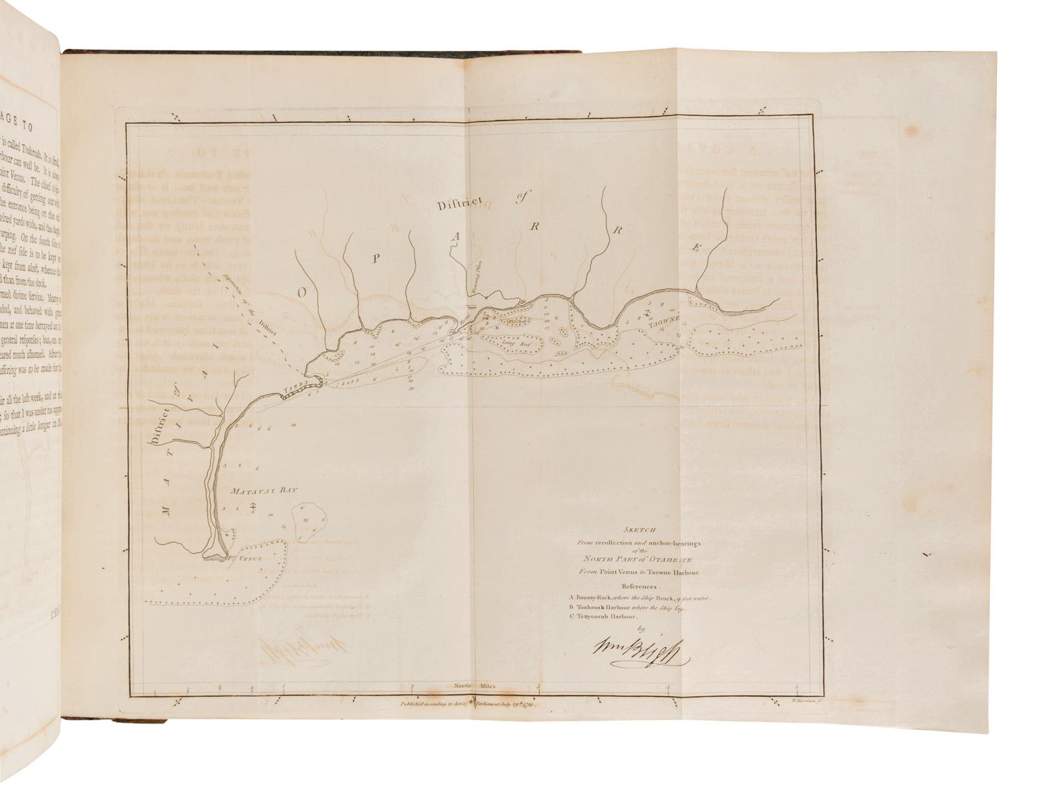 [TRAVEL & EXPLORATION]. -- BLIGH, William (1754-1817). A Voyage to the South Sea, undertaken by command of His Majesty, for the purpose of Conveying the Bread-Fruit Tree to the West Indies, in His Majesty's Ship the Bounty . London: Printed for George Nicol, 1792.