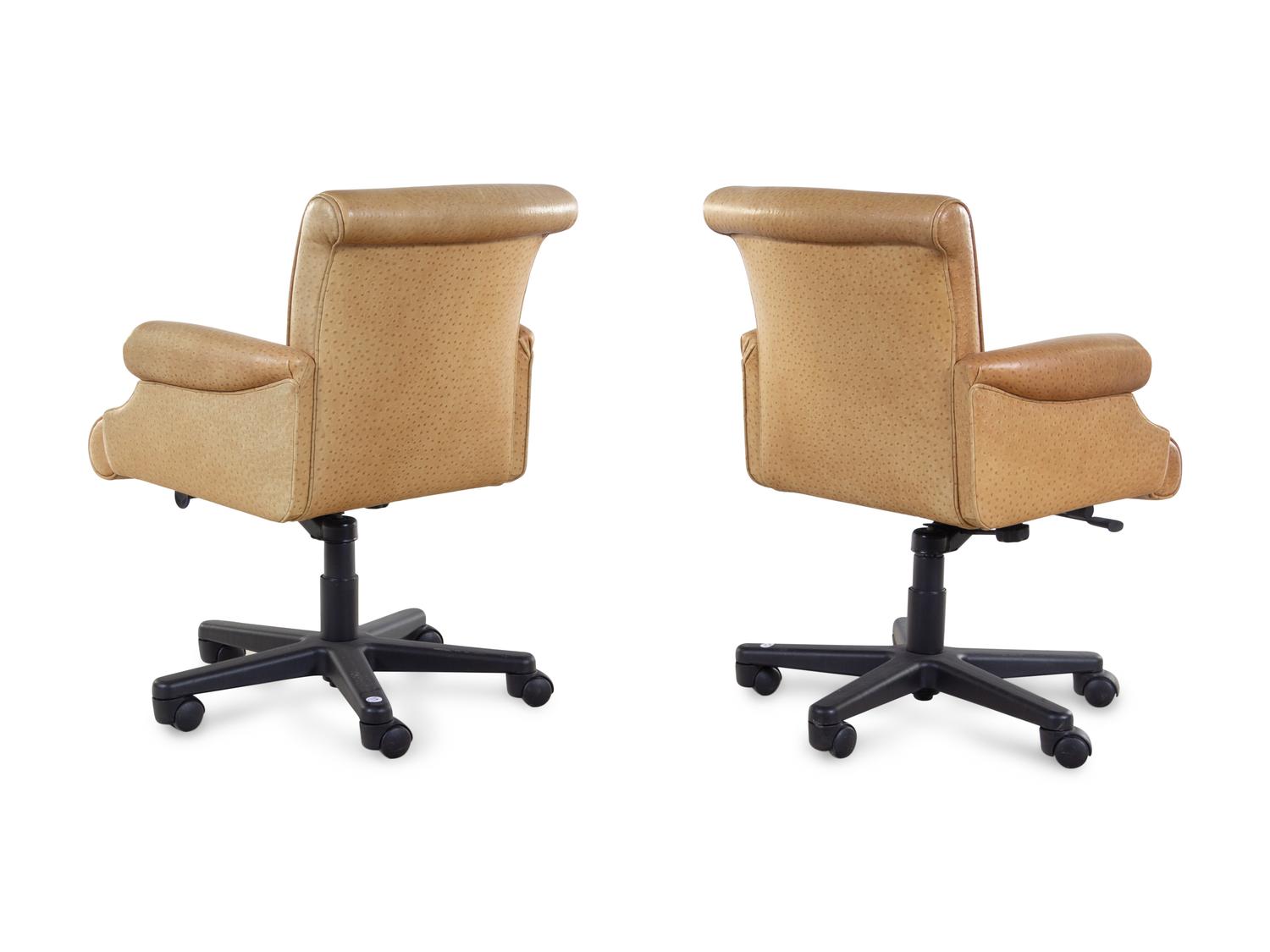 A Pair of Contemporary Faux Ostrich Office Chairs