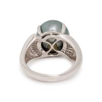 CULTURED TAHITIAN PEARL AND DIAMOND RING