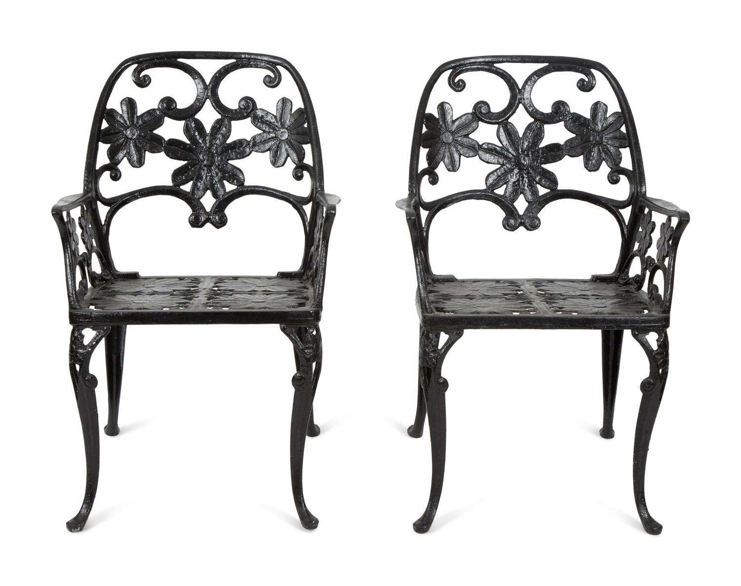 A Pair of Salterini Wrought Iron Armchairs