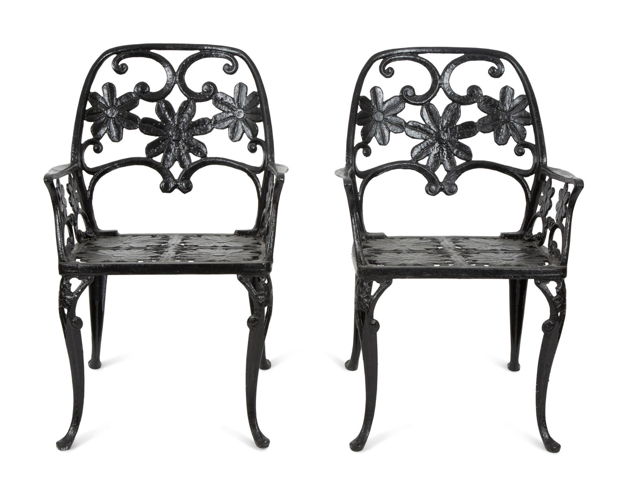 A Pair of Salterini Wrought Iron Armchairs