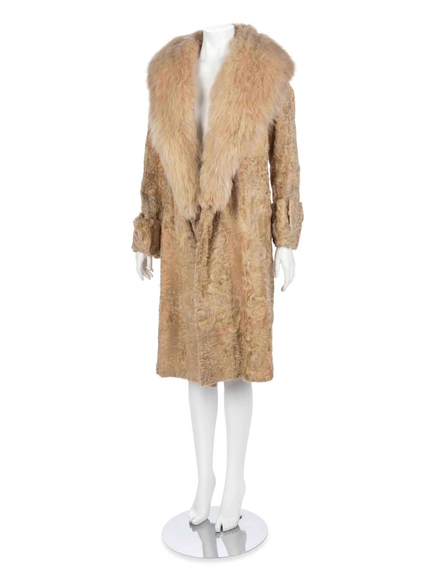Beige Sheared Lambswool Fur Coat, 1920s